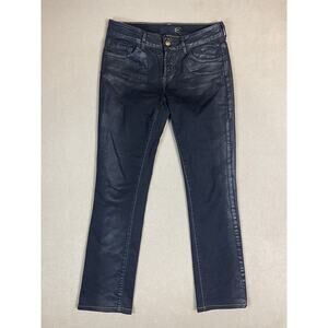 Just Cavalli Jeans Womens 28 Black Waxed Ittierre Straight Slim Denim Adult